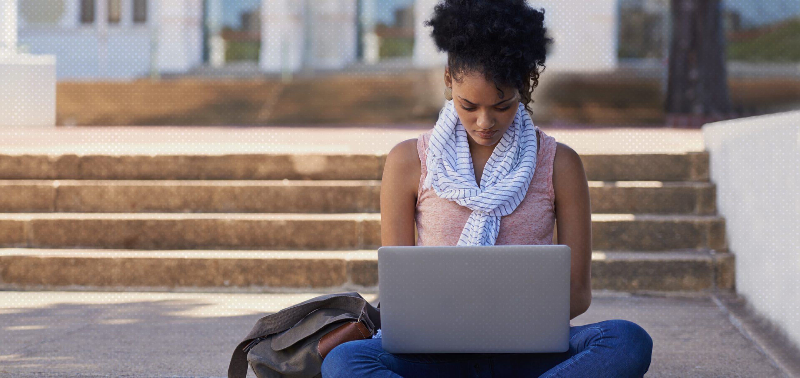 Woman on computer.