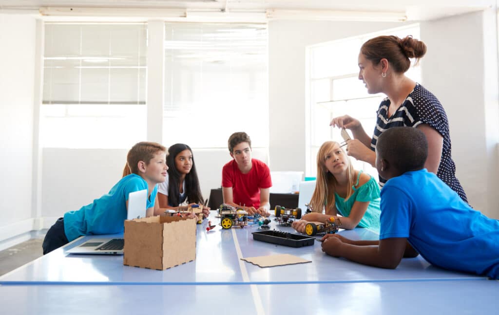 Middle school students engaged in active learning