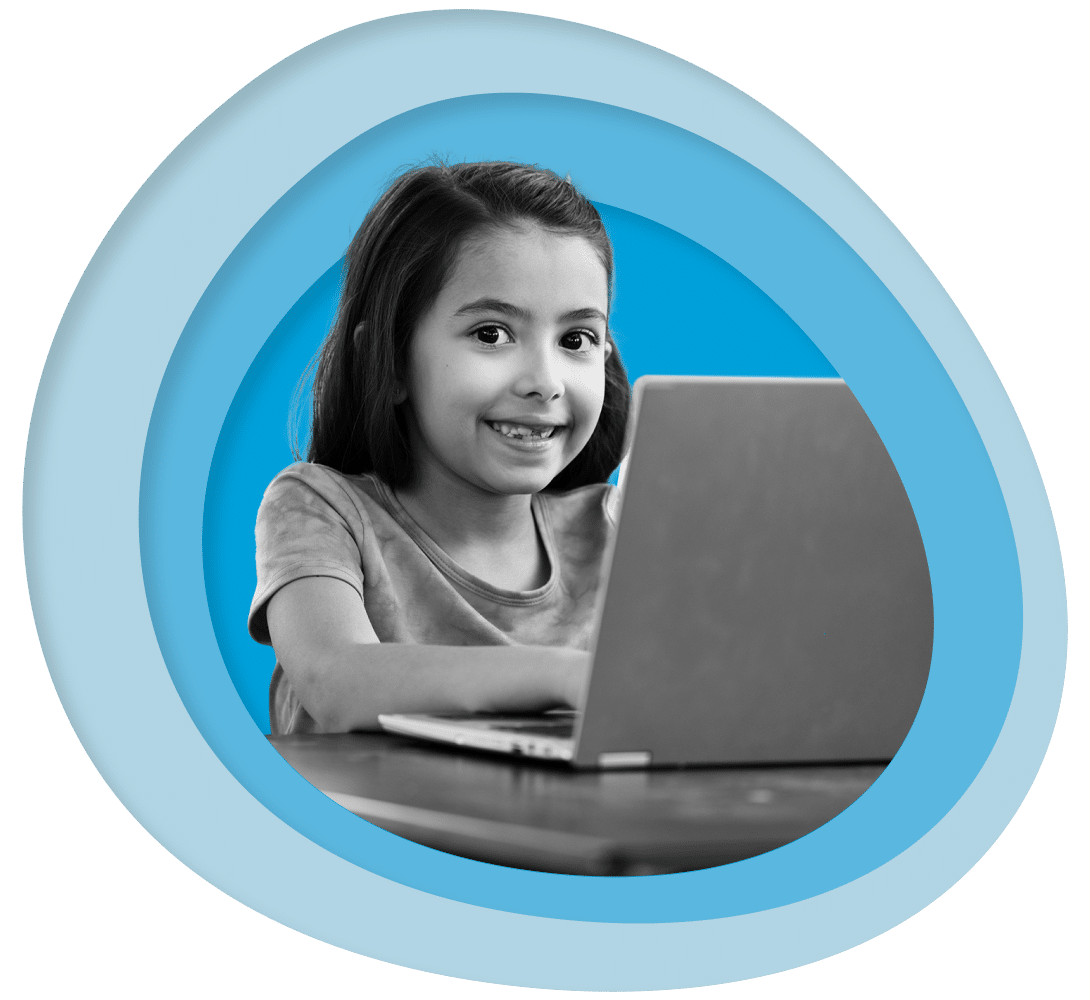 child browsing laptop
