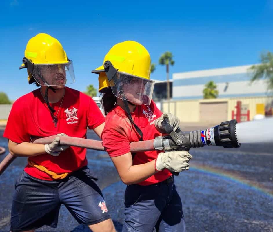 ASU Prep Digital+ at PIMA JTED students firefighting