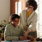 Student and parent learning at home