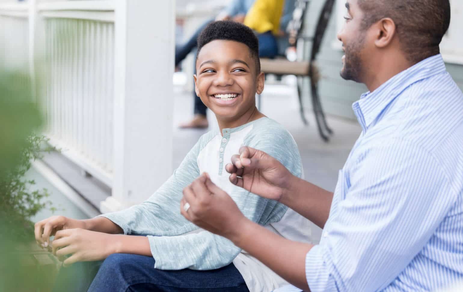 Student and parent talking