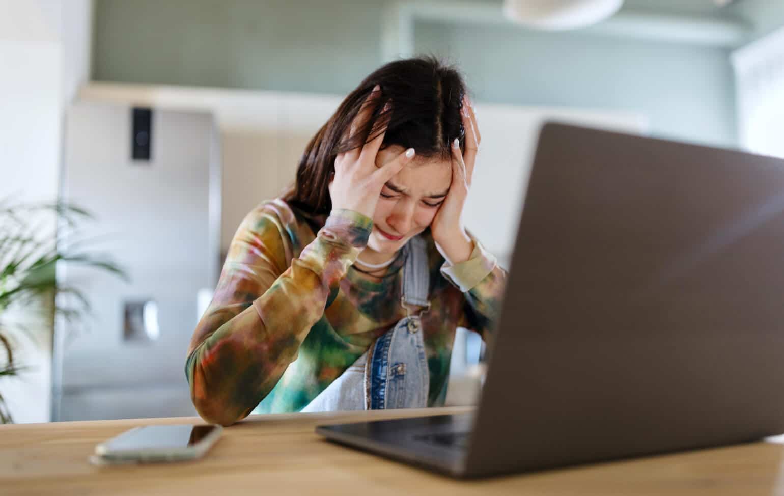 Upset high school student