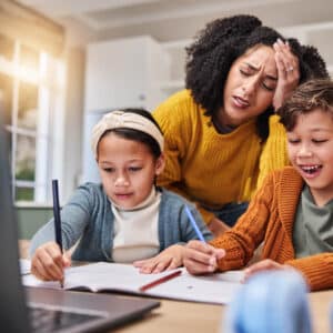 Students learning from home and parent upset