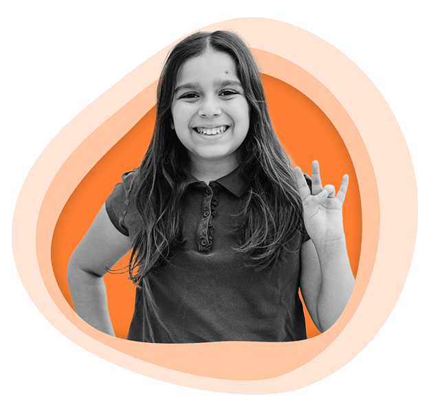 ASU Prep student holding up a hand sign