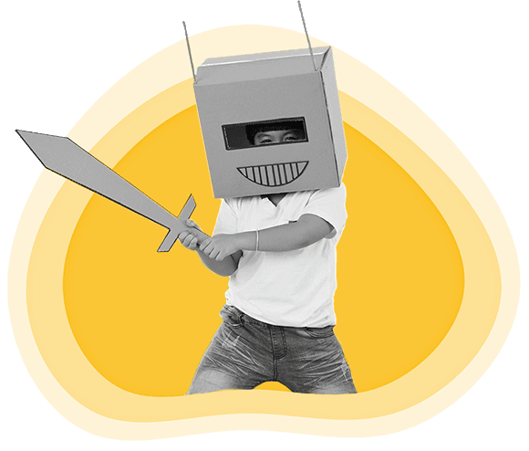 Student playing as a robot