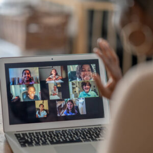 Students in a virtual live lesson with a teacher