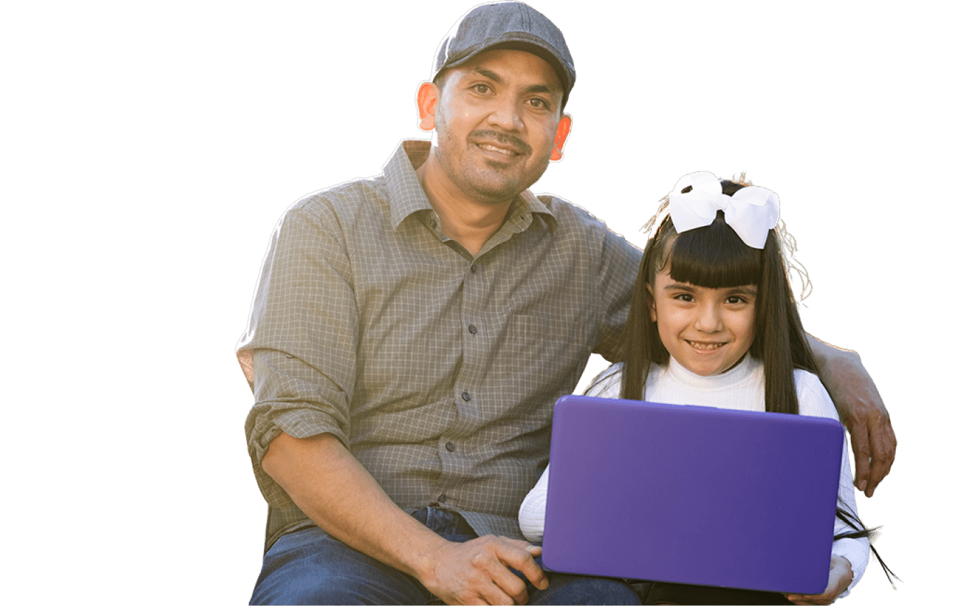 Student and parent learning on the computer