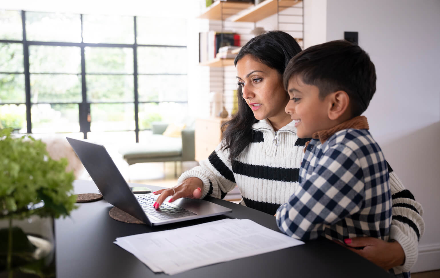 Student and parent working together