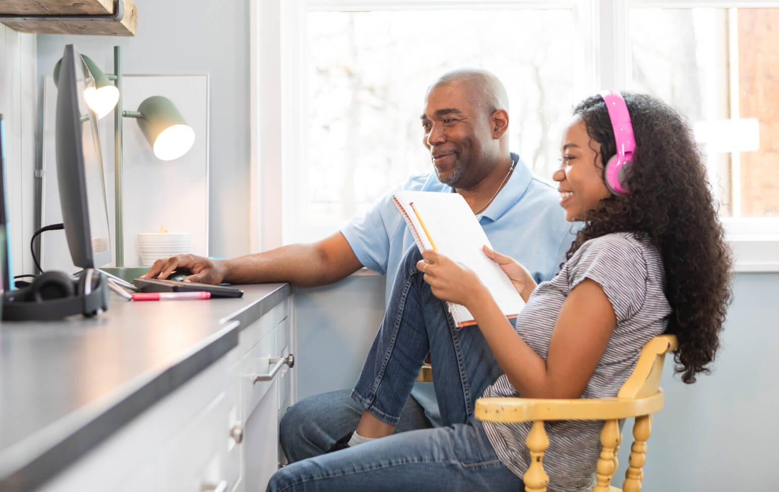 Student and parent working together